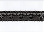 Elastisches Spitze, Blumenmuster, Schwarz